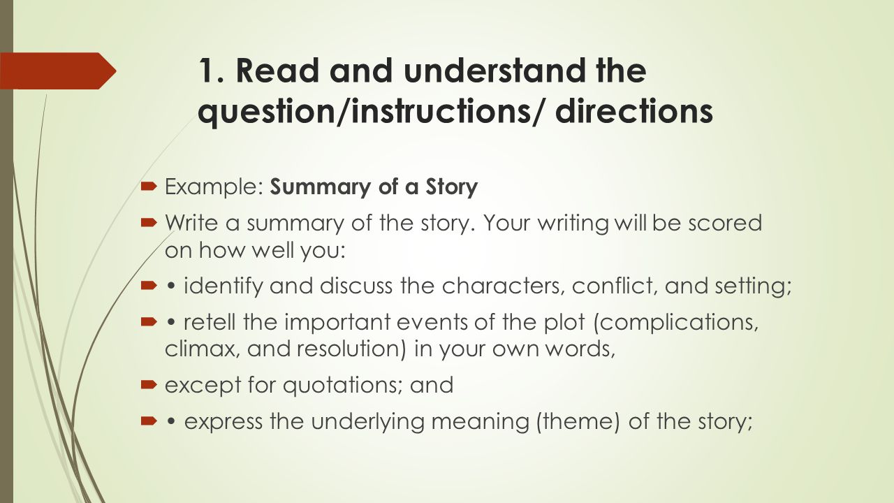 How to write a summary of a sale story